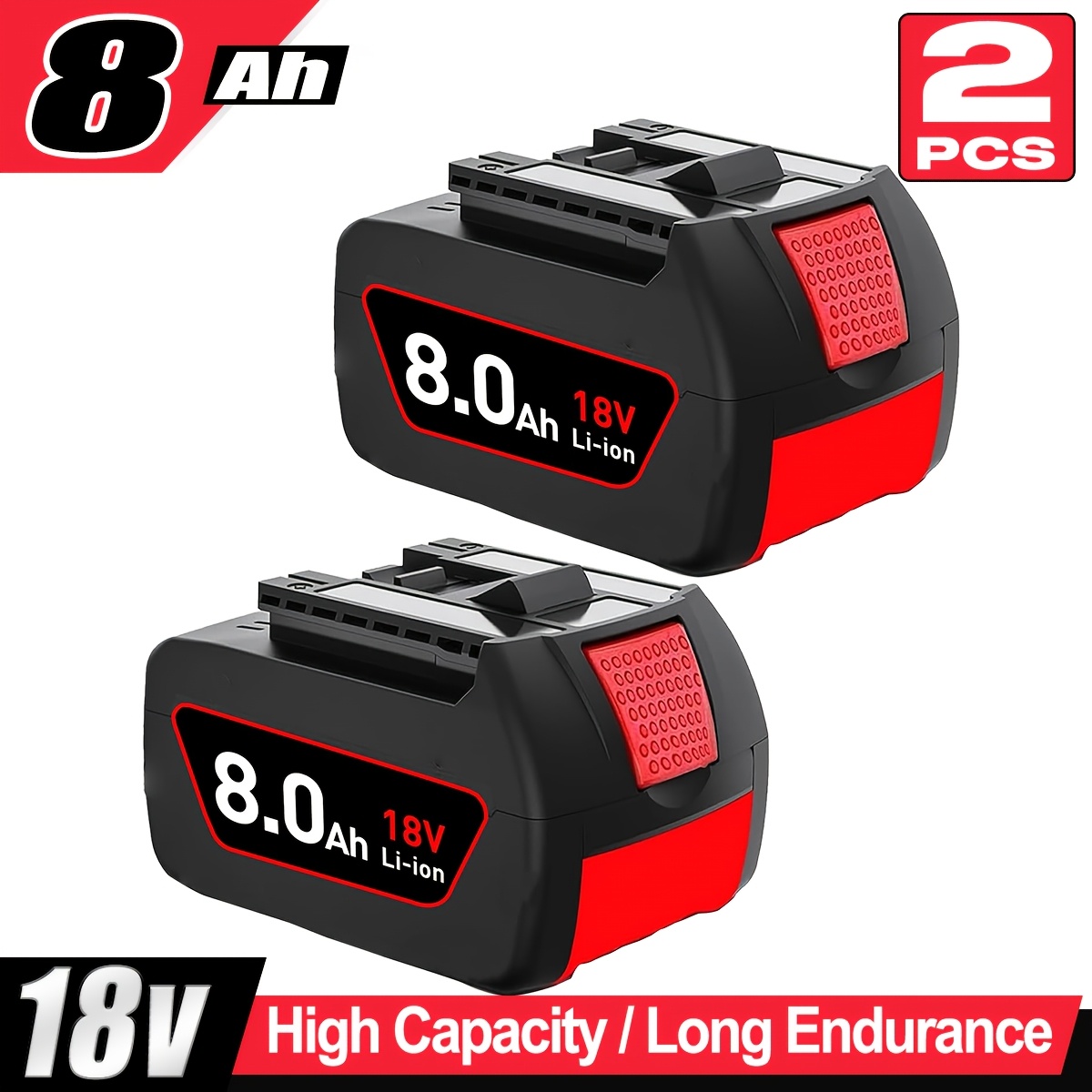 E-shop 2ER-PACK 8.0Ah BAT618 Lithium-Ionen Ersatzbatterien für Akku 18V GBA, kompatibel mit 18V Akku BAT609 BAT618 BAT619 BAT618G BAT609G Werkzeugen