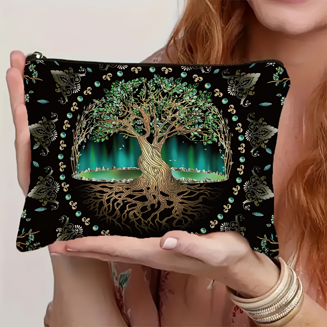 TEMU Of Life Makeup Bag | Polyester Material | Holiday Travel Toiletry Bag & Bag | Ideal Elegant Gift For Women | Secure Zipper Closure, Travel Cosmetic Bag