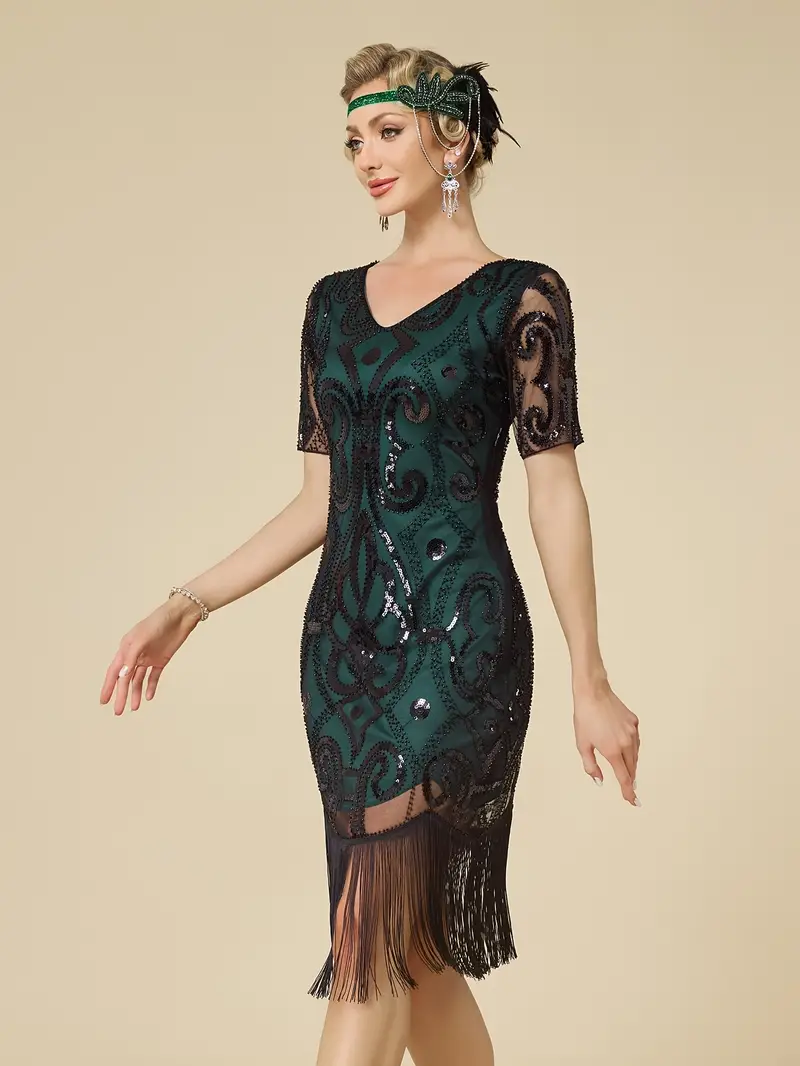 1920s vintage sequin dress themed flapper gown - Temu 1920s vintage sequin dress themed flapper gown - Temu