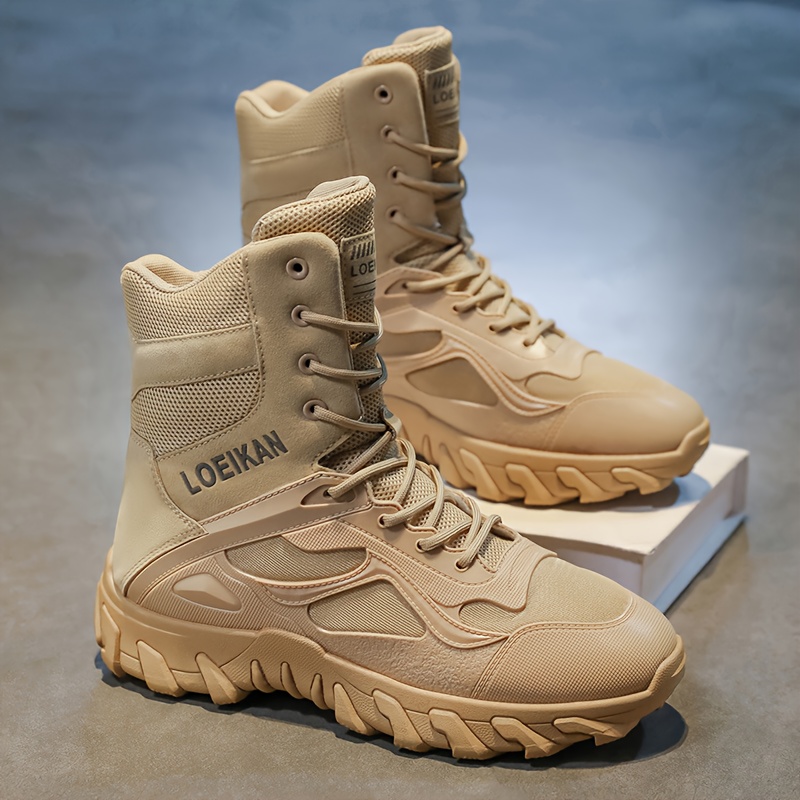 TEMU Men's Fashion Trendy Outdoor Hiking Plus Size High-top Boots, Street Versatile Casual Sports Shoes, Hiking Shoes, Mens Hiking Boots, Outdoor