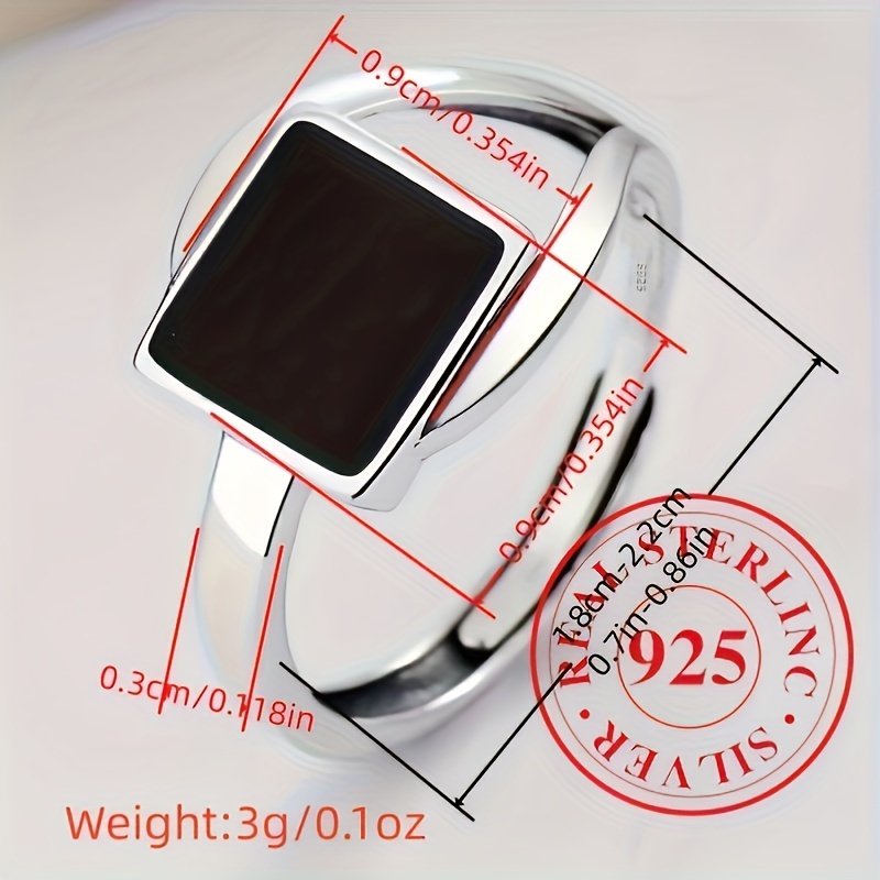 Adjustable 925 Sterling Silver Ring with Stylish Square Design