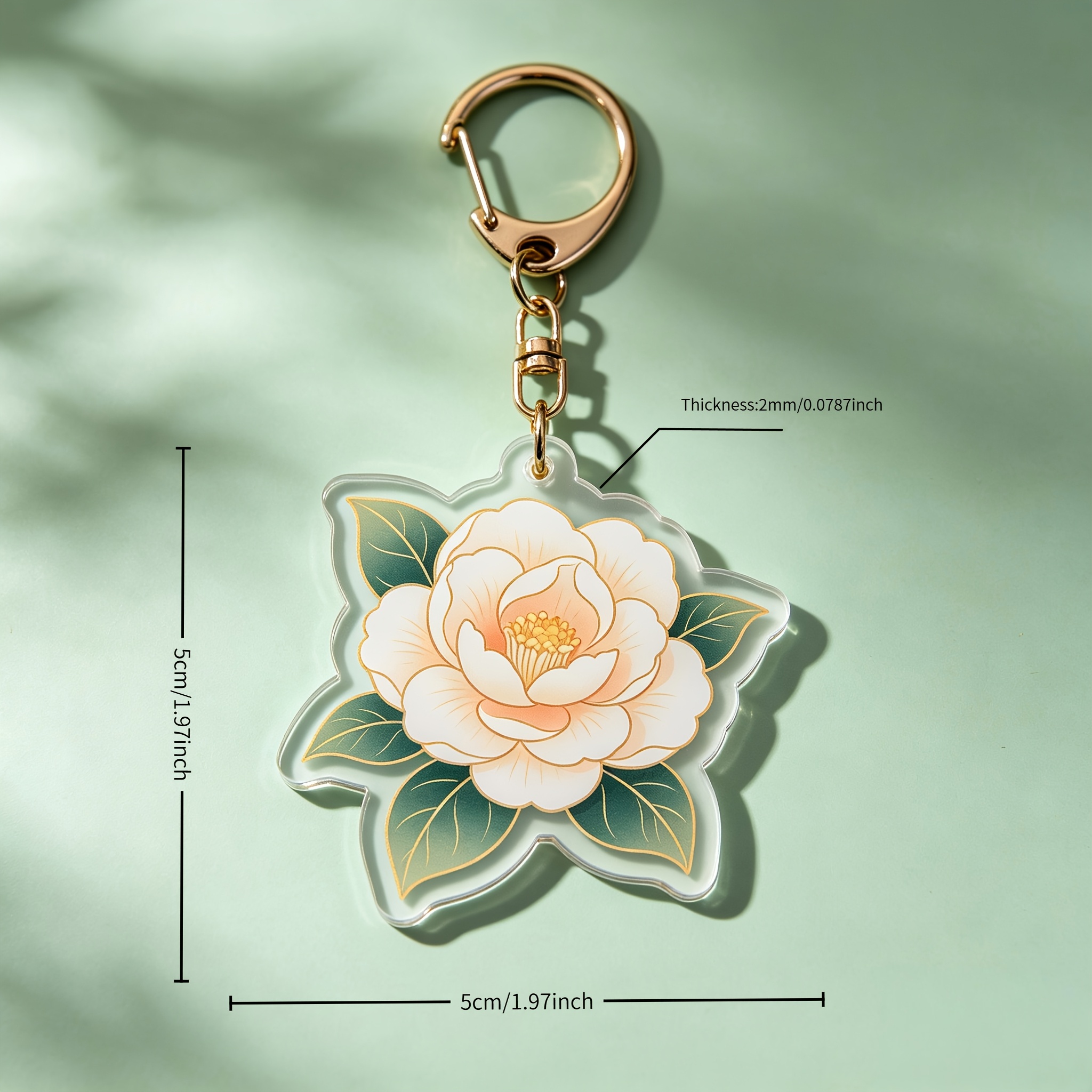 Chinese Style Beautiful Flowers Acrylic Keychains Set