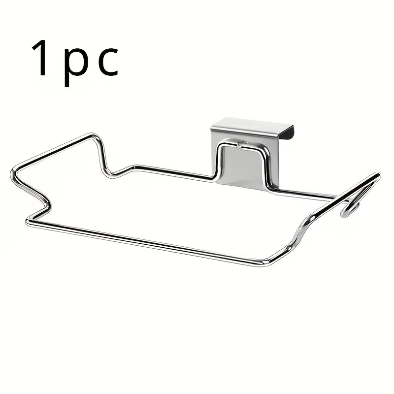 TEMU Stainless Steel Kitchen Trash Can, Rectangular Metal Trash Bag Holder, Cabinet Door Waste Storage Rack, No Electricity Required, For Kitchen Use