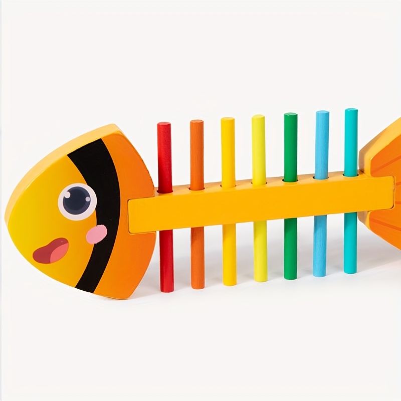 Juego De Madera De Combinación De Colores – Espina De Pescado Educativa Para Niños 1-3 Años, Motricidad Fina Y Reconocimiento De Colores