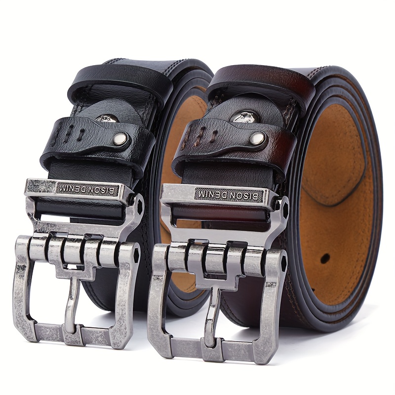 2pcs Denim Men's Belts - Split Leather, Pin , Fashion Retro Belts, Perfect Gift For Father's Day, Valentine's Day