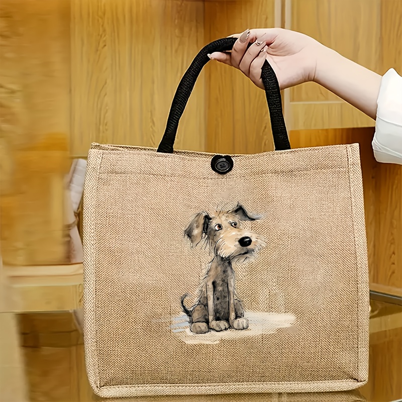 

Sac Fourre-Tout Chic à Imprimé Chien - Sac à Main Décontracté en Tissu avec Poche Intérieure , Parfait pour les & le Shopping - Cadeau Idéal pour Amis et Famille