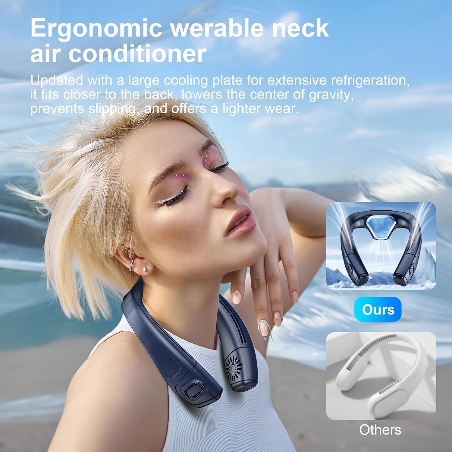 Wearable Neck Fans That Provide a Cool Breeze, Featuring Bladeless Design, Rechargeable Battery, And Multiple Speed And Wind Mode Options