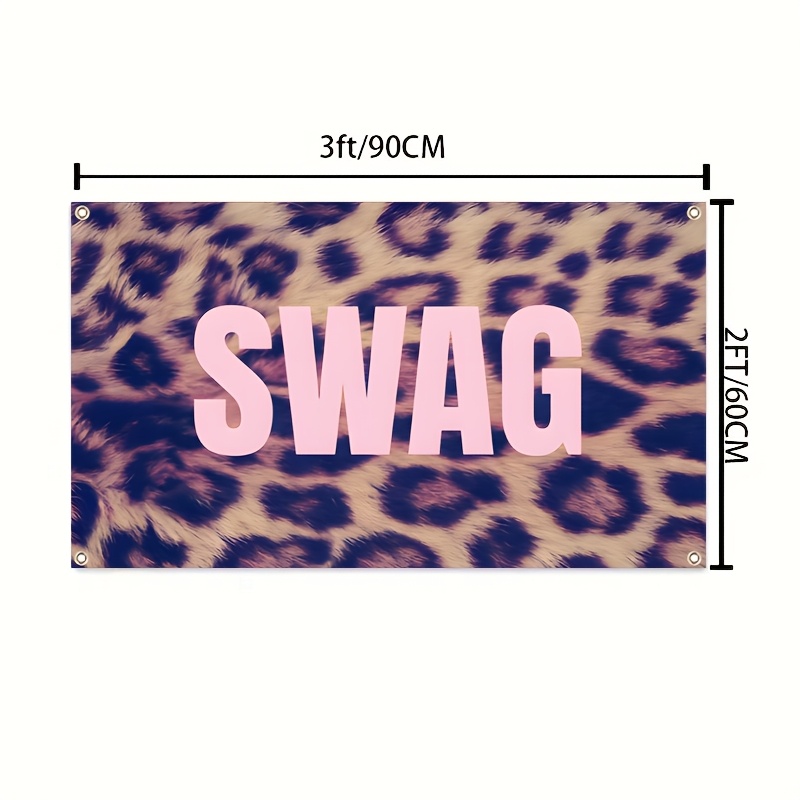 TEMU 1pc Leopard Animal Print Wall Flag, 3x5fts 2x3fts Slogan Decor Wall Hanging, Y2k Aesthetic Polyester Flag For Bedroom Dorm Room Decor, Brass
