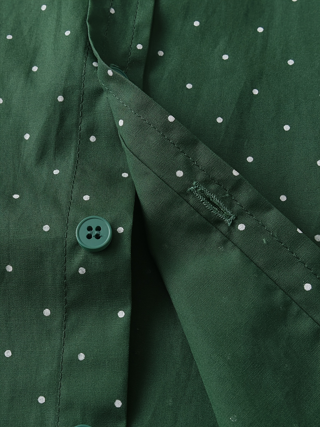 green polka dot dress shirt Green Polka Dot Shirt Dress with Waist Tie main image 1