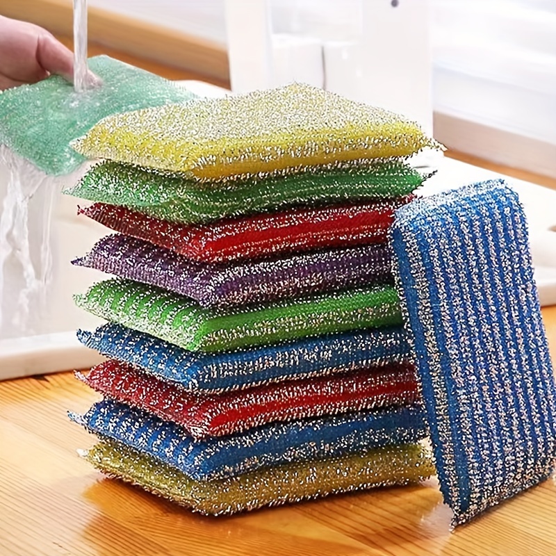 

4/8pcs Random Sponge Scouring Pads - Double-sided, Non-scratch Kitchen Cleaning Sponge, Suitable For Tableware And Home Use, Multiple Colors