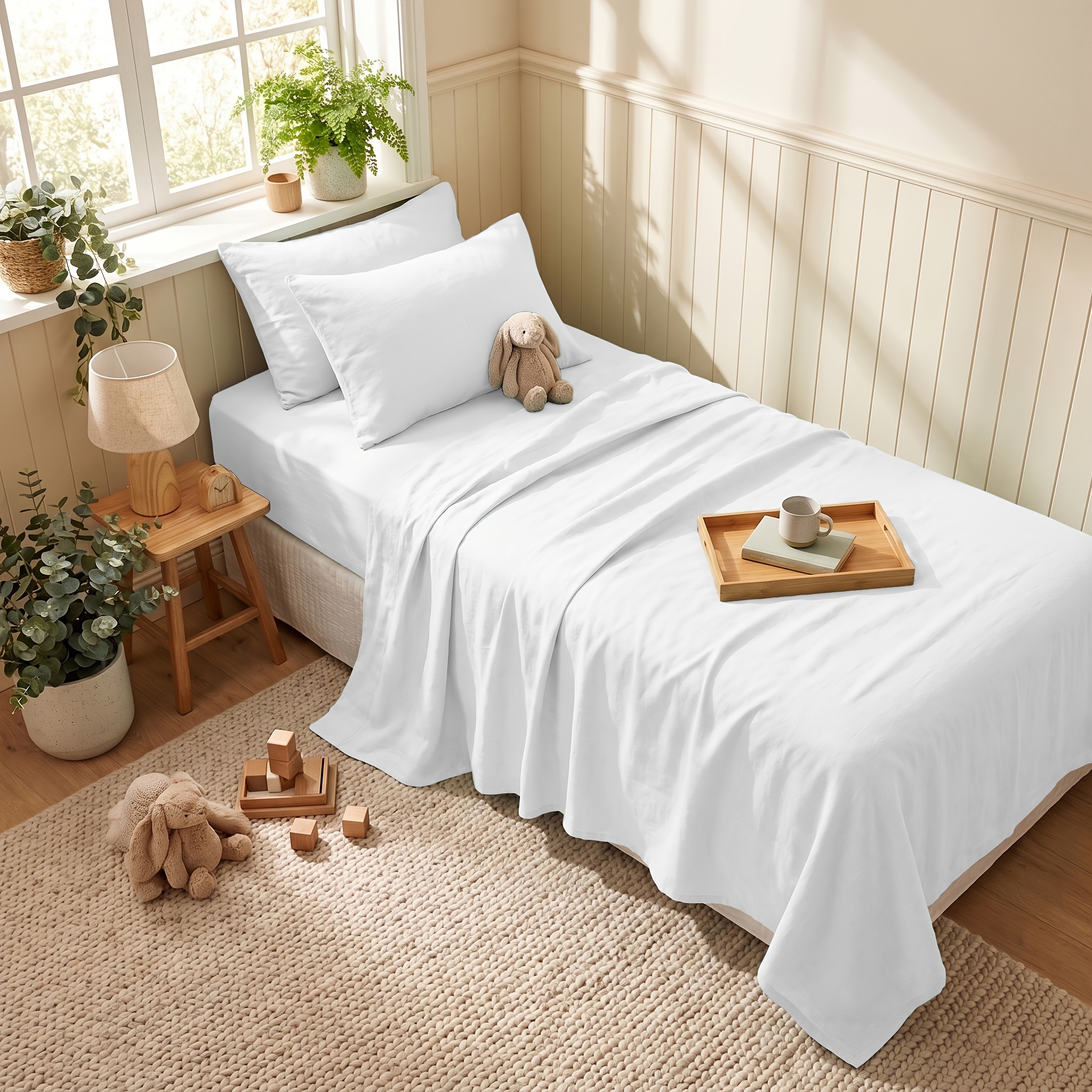 TEMU Back To School Sheet Set Queen King, 3/4pcs Double Brushed Bed Sheets, Ultra Soft & Breathable Cooling Sheets, Deep Pocket Fitted Sheet To 18"