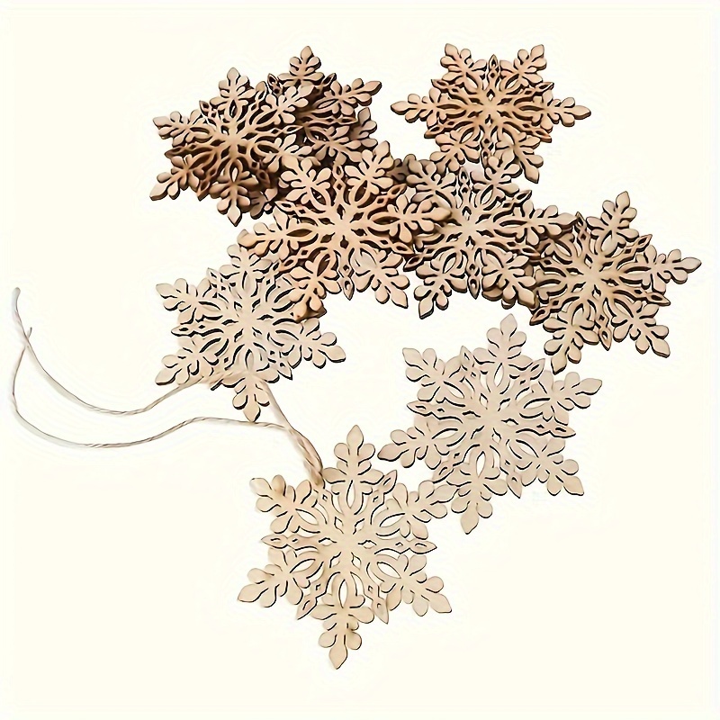 

10pcs Wooden Hanging Ornaments - Decorative , 3.15 , Suitable For Christmas Decor, For Weddings And