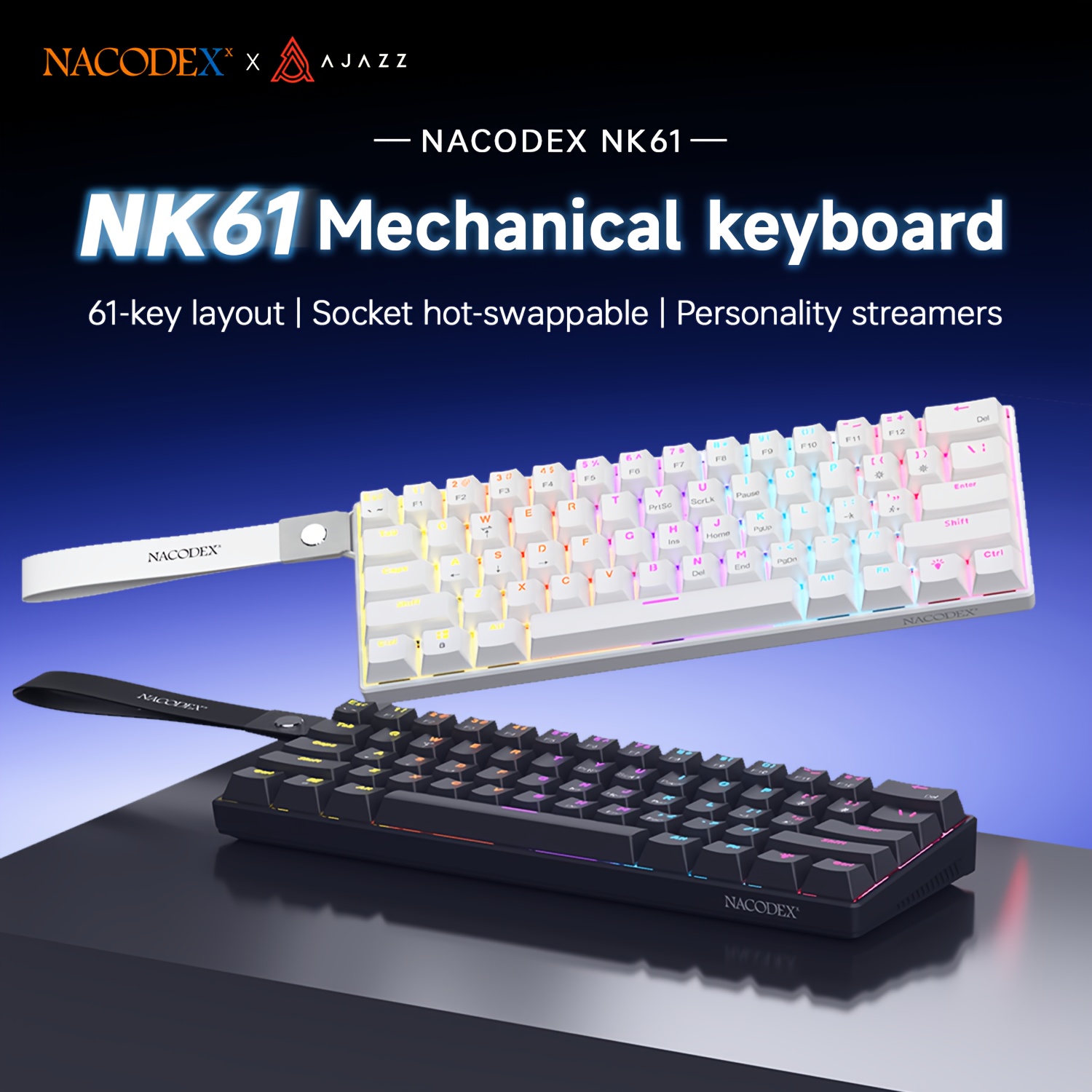 nk61 wired mixed light 61 key layout keyboard wrist - Temu