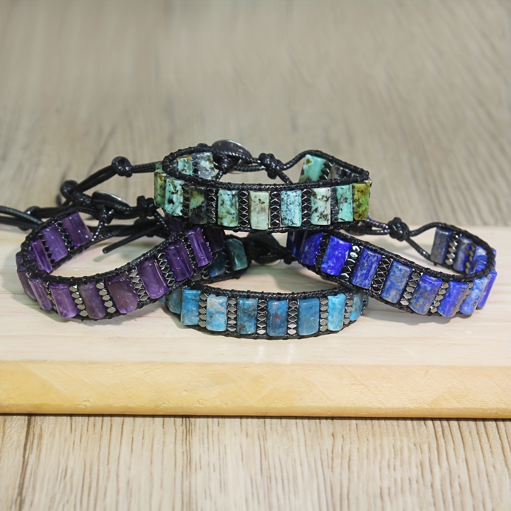 Advanced Men'S Natural Stone African Amethyst Crystal Bracelet
