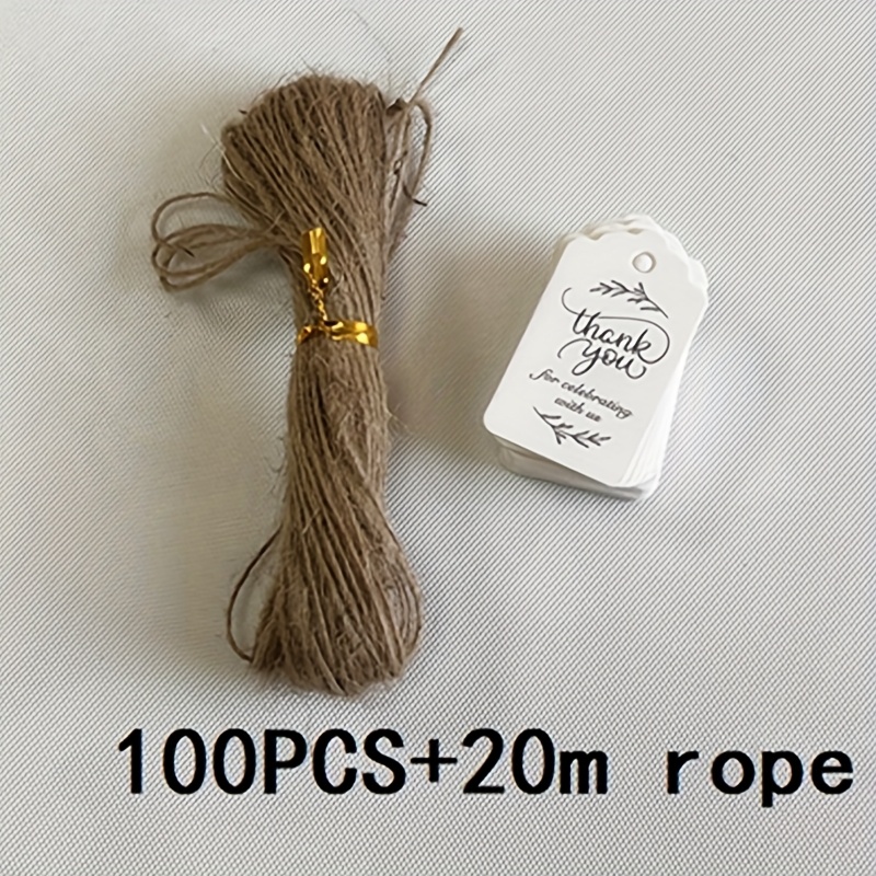 TEMU 100 etichette di ringraziamento da 5*3 cm scrivibile, etichette regalo vuote con cordino, per decorazioni di feste e festivit�
