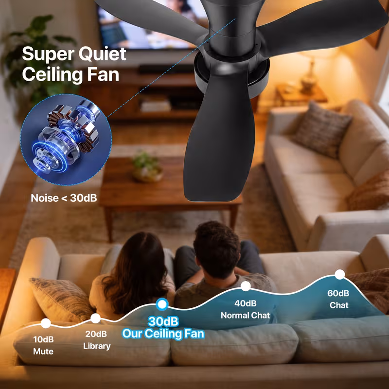24 ceiling fans with lights low profile ceiling fan remote noiseless 3 gears 3000 6500k dimmable 6 wind black ceiling fan for bedroom indoor outdoor use Product details 5