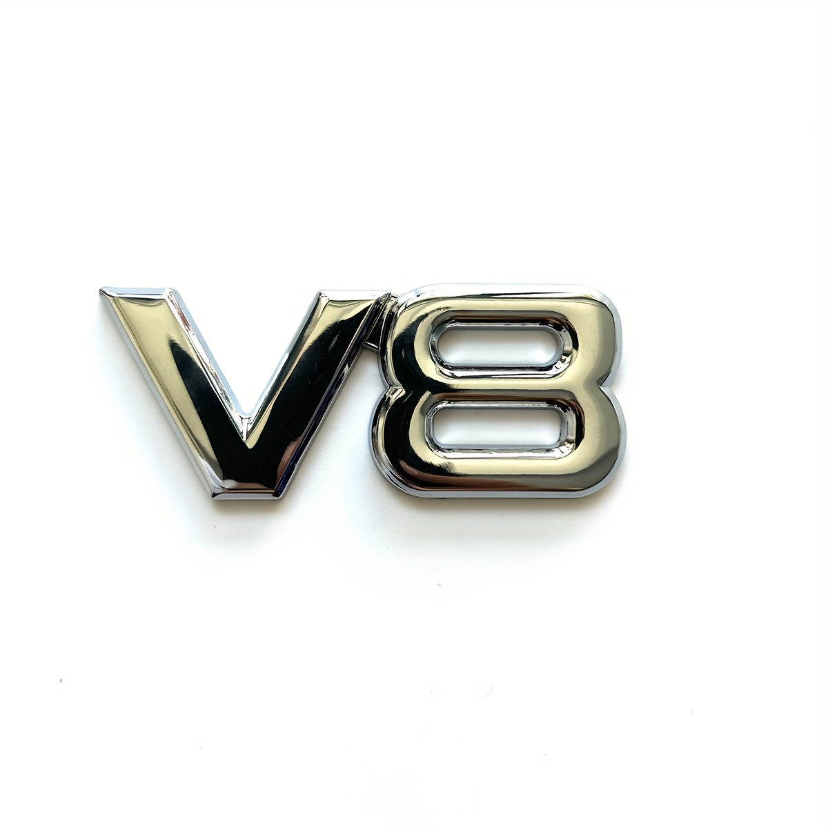 1 Car Emblem, Metal 1pc V8 Car Emblem, Suitable For The Rear Trunk Side Of A Car, Car Sticker Decal Decorative Accessory, Motorcycle Fuel Tank Decal, Motorcycle Emblem Sticker