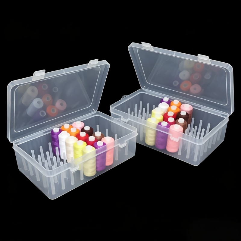 TEMU 2pcs Transparent Plastic Sewing Thread Storage Box â Durable Multi-functional Storage Container, Suitable For Medium Spools, Craft Rooms, And
