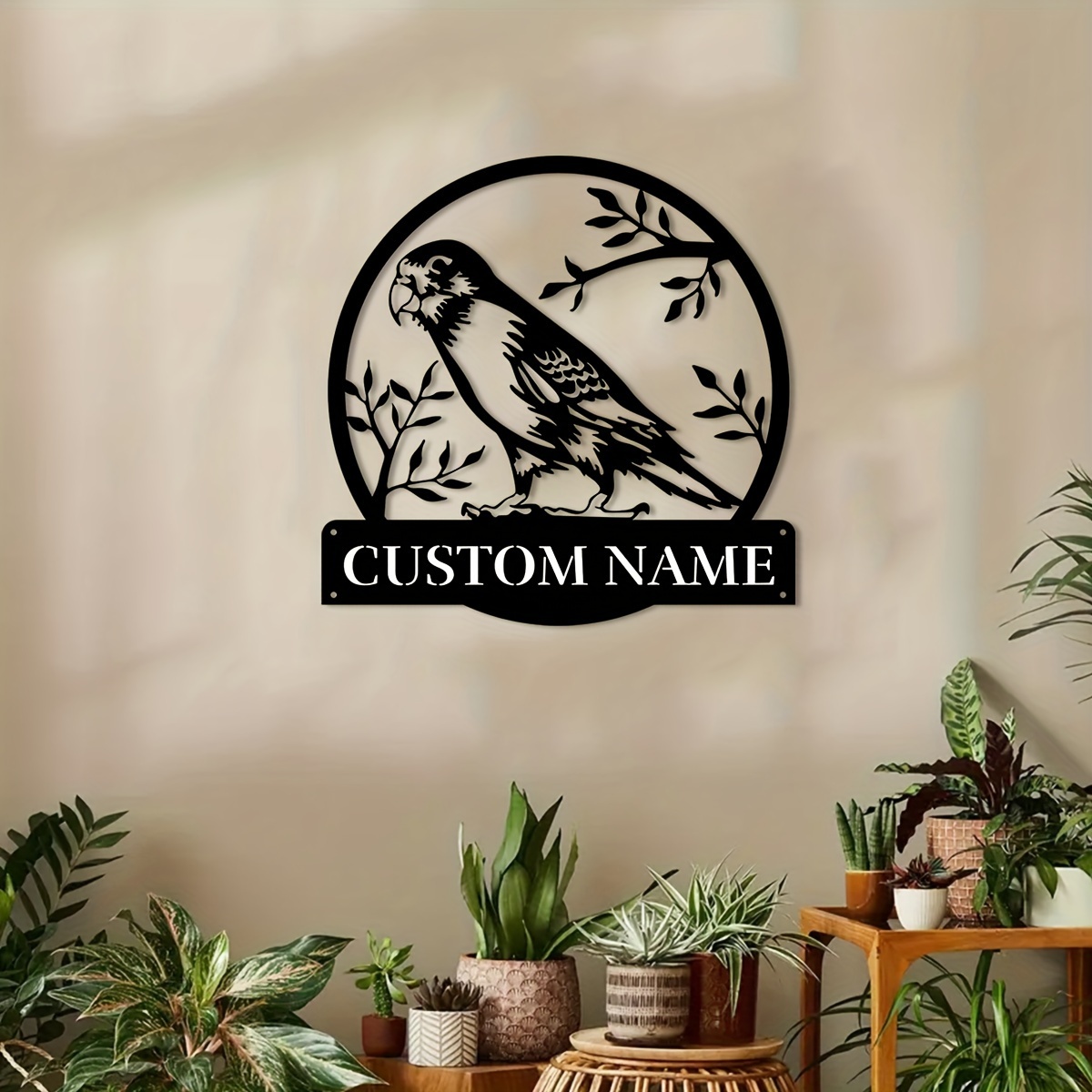 Custom Parrot Wall Art, Personalised Metal Decoration