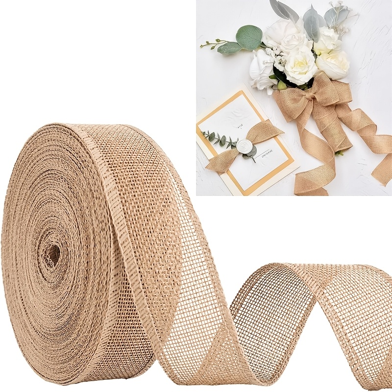 Image of Burlap Ribbon, Handmade Ribbon, Suitable For Bow Garland Making, Outdoor Christmas Party Decoration, Linen Ribbon Gift Packaging, Country Style Decoration