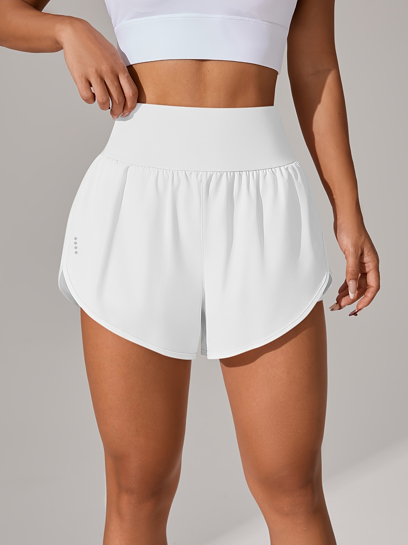 Casual Elegance, Women's Polka Dot Athletic Shorts - Stretchy, Breathable Polyester Blend, Machine Washable - Perfect for Fitness & Training