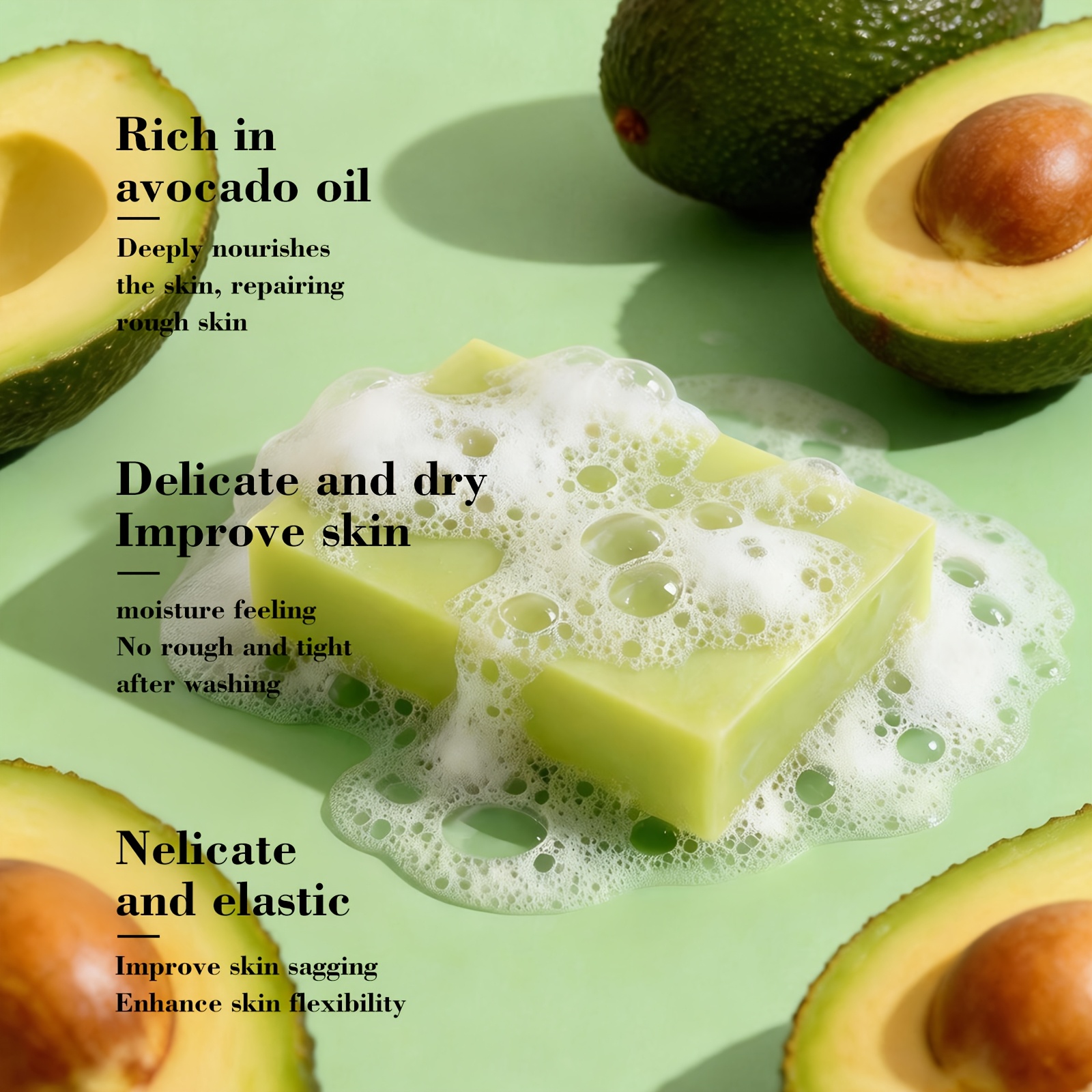 Avocado Soap Bar with Extract, 3-in-1 Cleanser