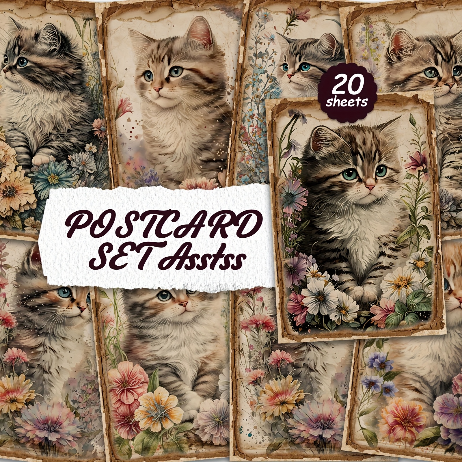 TEMU A Set Of 20 Vintage Postcards That Used For Cardboard Writing, Smooth , English Scrapbooks, Waste Diaries, Crafts, Greeting Cards, Holiday