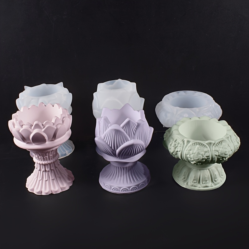 

3d For Lotus Silicone Candle Holder Mold - Resin & Concrete Casting For Home Decor, Trinket Container