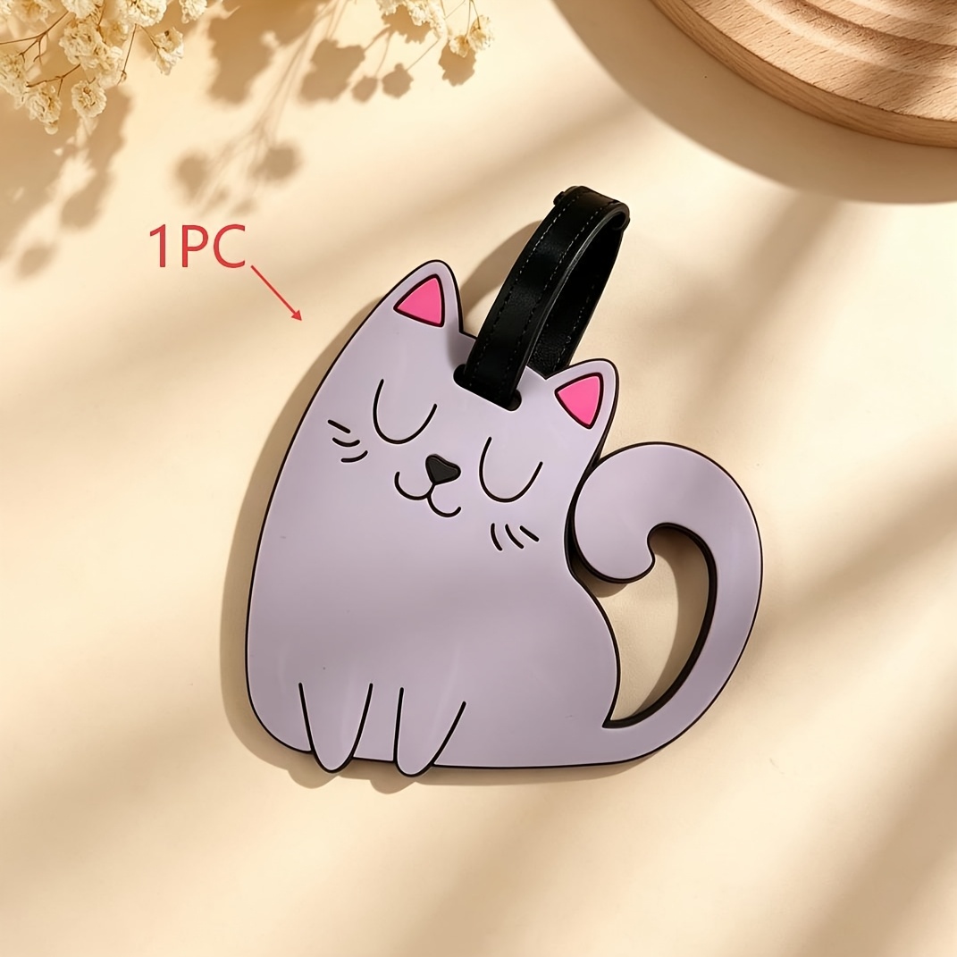Macaron Solid Colour Cat PVC Travel Luggage Tag