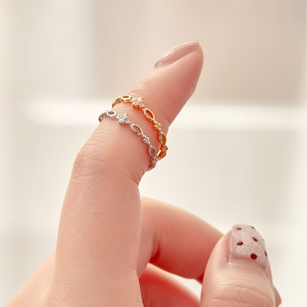 Boho Infinity Knot Open Ring CZ Stones Adjustable Unisex Jewelry