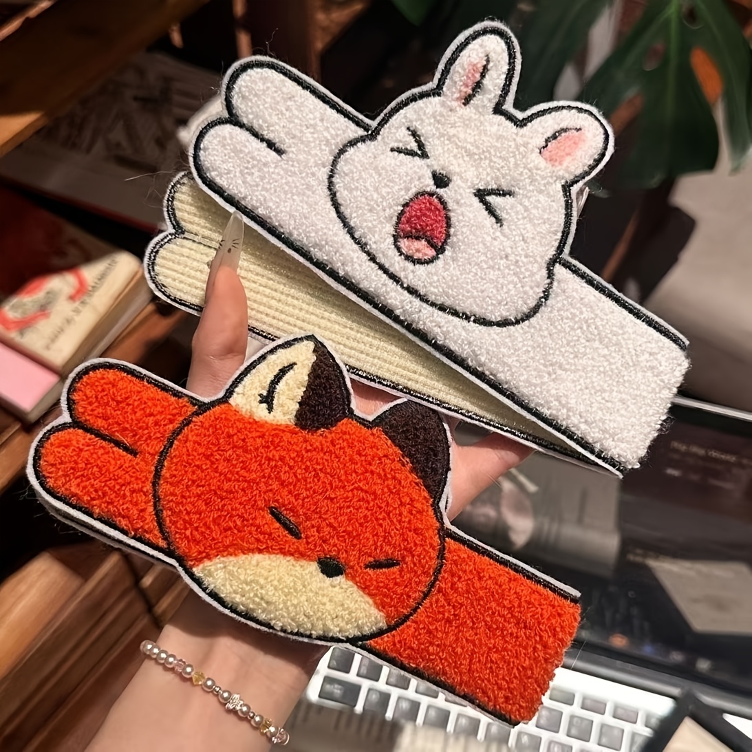 TEMU Lot de 2 élastiques à cheveux longs et fins avec de dessin animé mignons, à double usage pour le lavage du visage, , les mèches et , pour fille