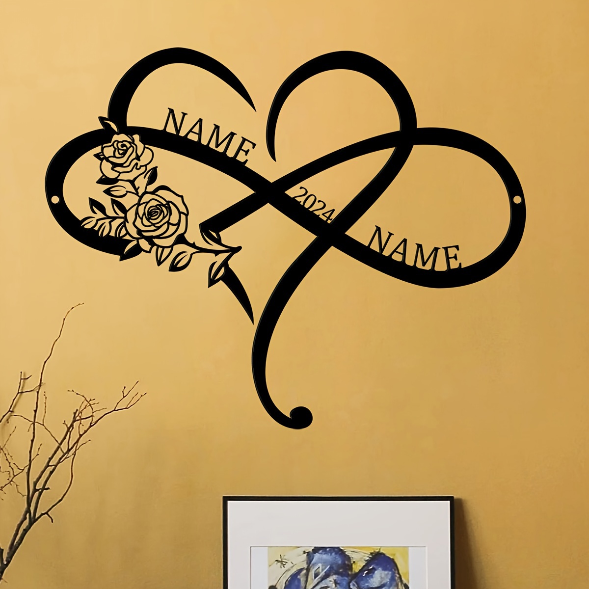 

Custom Infinity Heart & Wall Art - Personalized Couple Names , Vintage Style Home Decor, No Power Needed