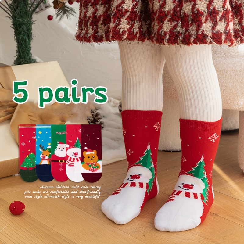 TEMU 5 Pairs Of Mid-calf Socks, New Christmas