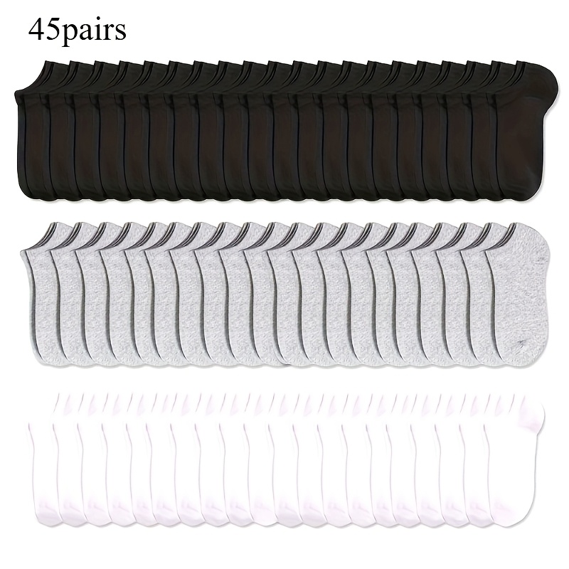 TEMU 45 Pairs Men Women Solid Ankle Socks - Breathable, Comfortable, Assorted Colors (black, Gray, White) Summer Socks, Couple Socks, | | Clothing