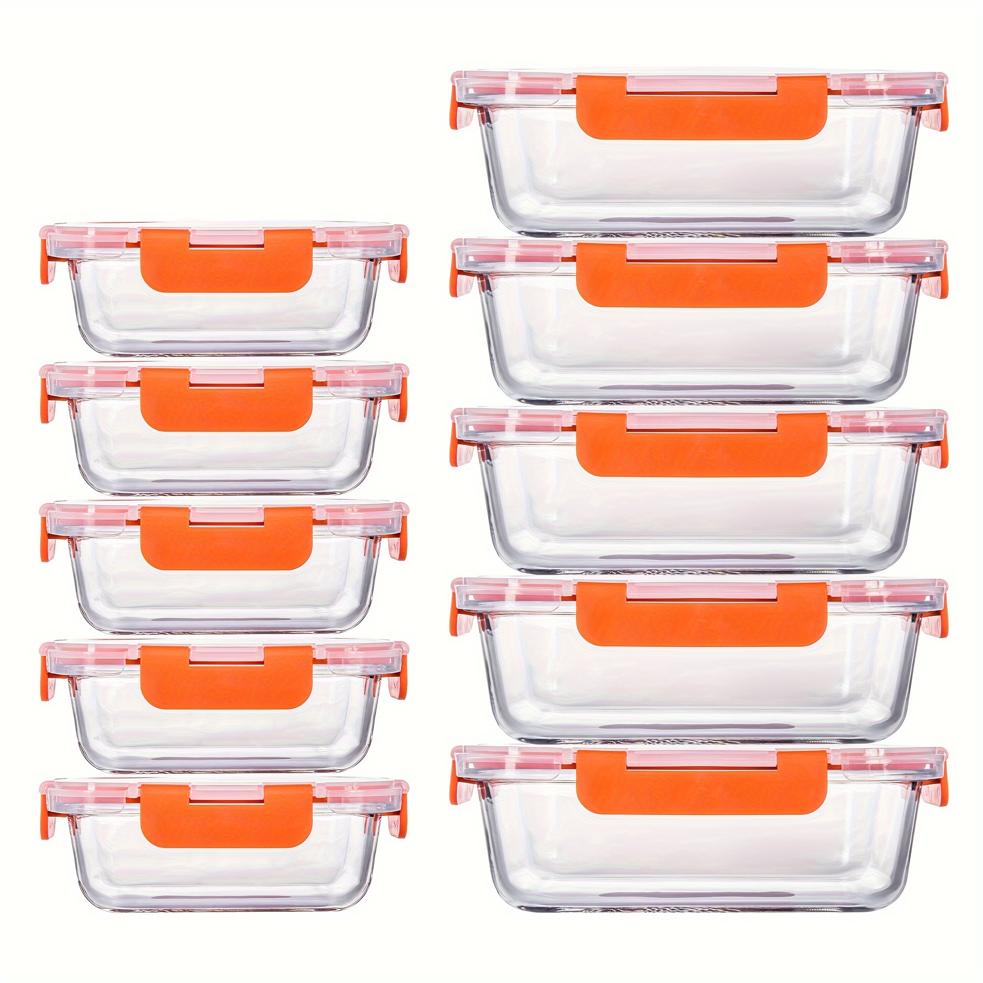 

[10-pack] High Borosilicate Glass Meal Prep Containers Set, Food Storage Containers With Airtight Leakproof Lids, For Home Kitchen Office Lunch Restaurant