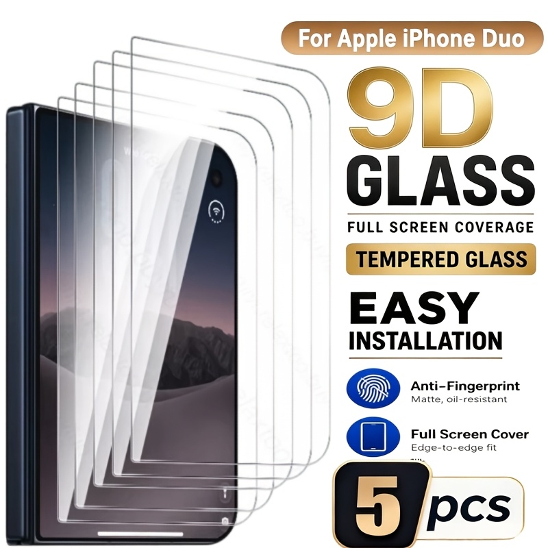 TEMU 5pcs 8k Hdr Tempered Glass Screen Protector Film Compatible With Iphone Duo 9h+ Tempered Glass, Hd , Anti-scratch, , With