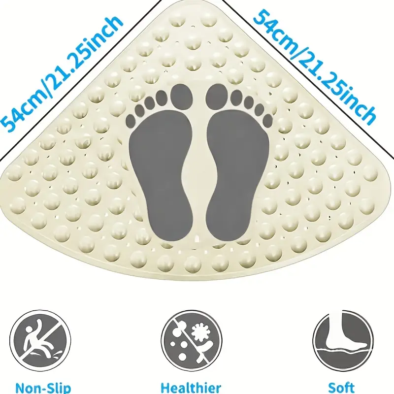 1pc fan shaped non slip mat 54x54cm with suction cups drainage holes pvc material machine washable suitable for bathroom kitchen greenhouse decoration Product details 2