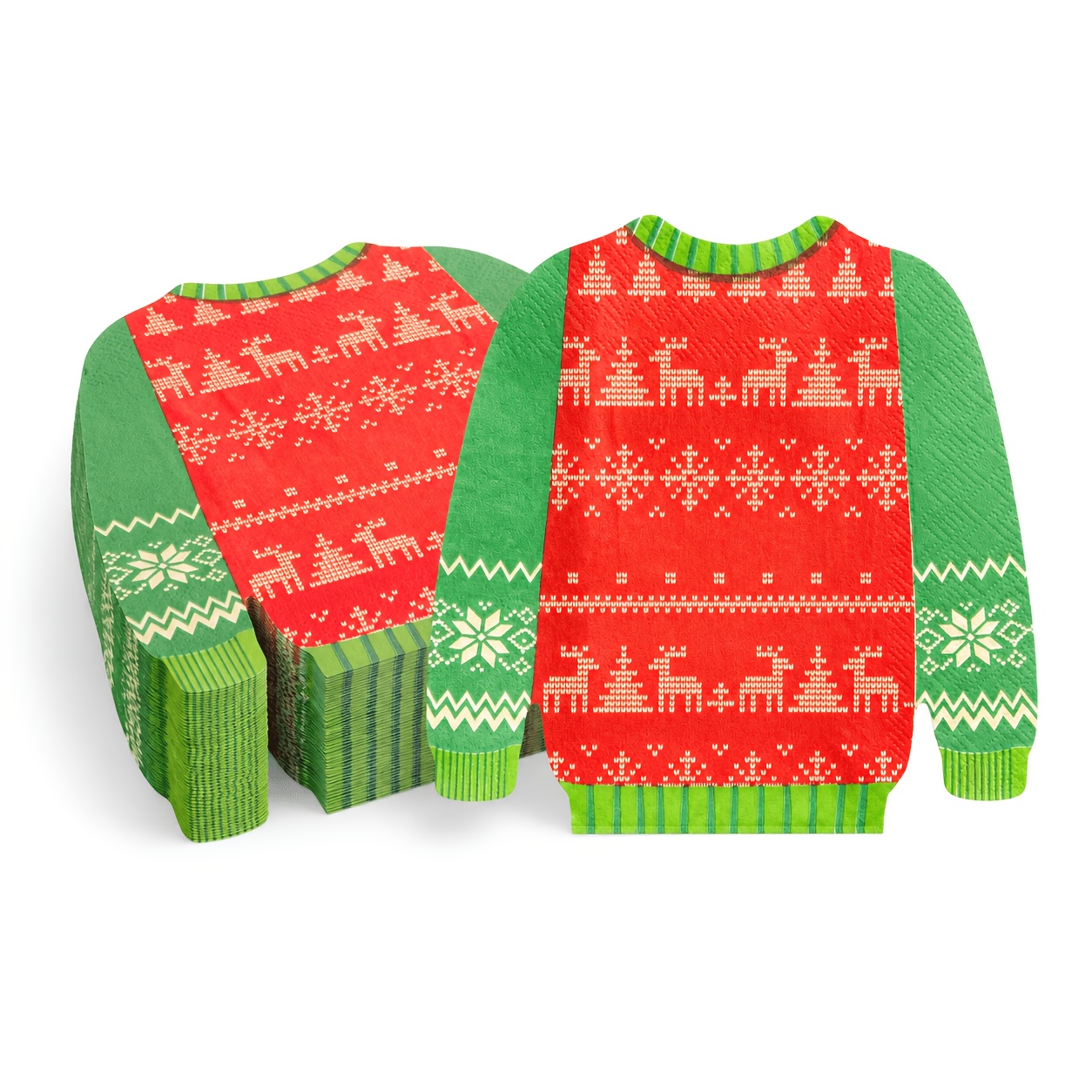 TEMU 20/40/60pcs Serviettes de table irrégulières de pull de Noël, serviettes en papier à motif tricoté pour Noël, serviettes jetables imprimées avec