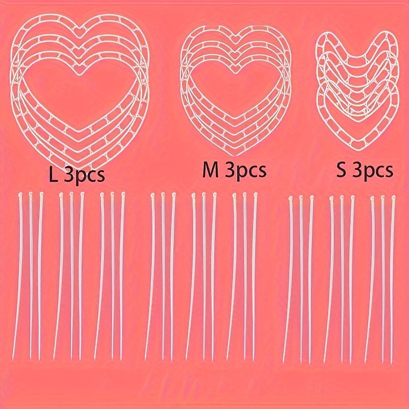 Image of 9pcs/set Heart-shaped Floral Arrangement Set, Diy Flower Bouquet Tools, Waterproof Florist Supplies For Valentine's Day And Day - Plastic