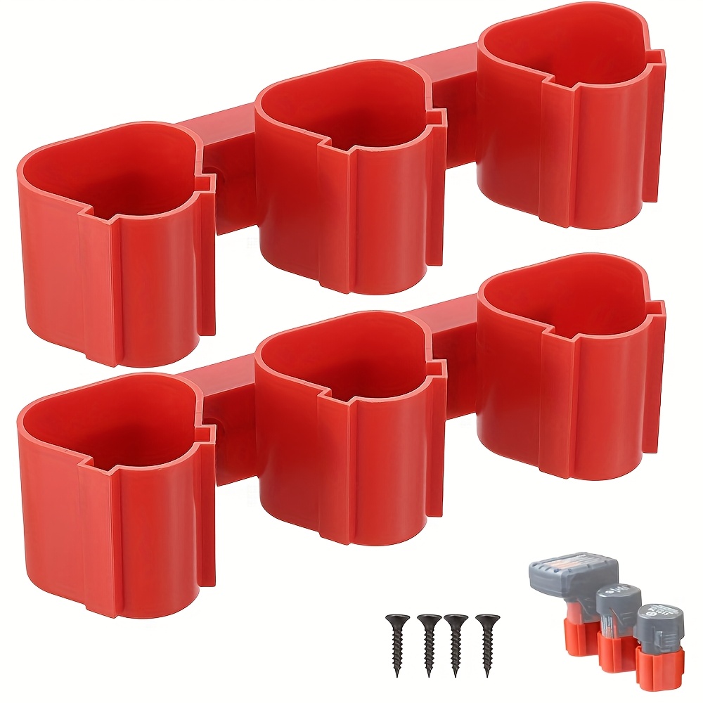 TEMU 2pcs Battery Holder For 12v Battery Tool Storage Rack, With Battery Slot, Wall-mounted Battery Storage Rack, Drill Battery Tool Holder, Battery
