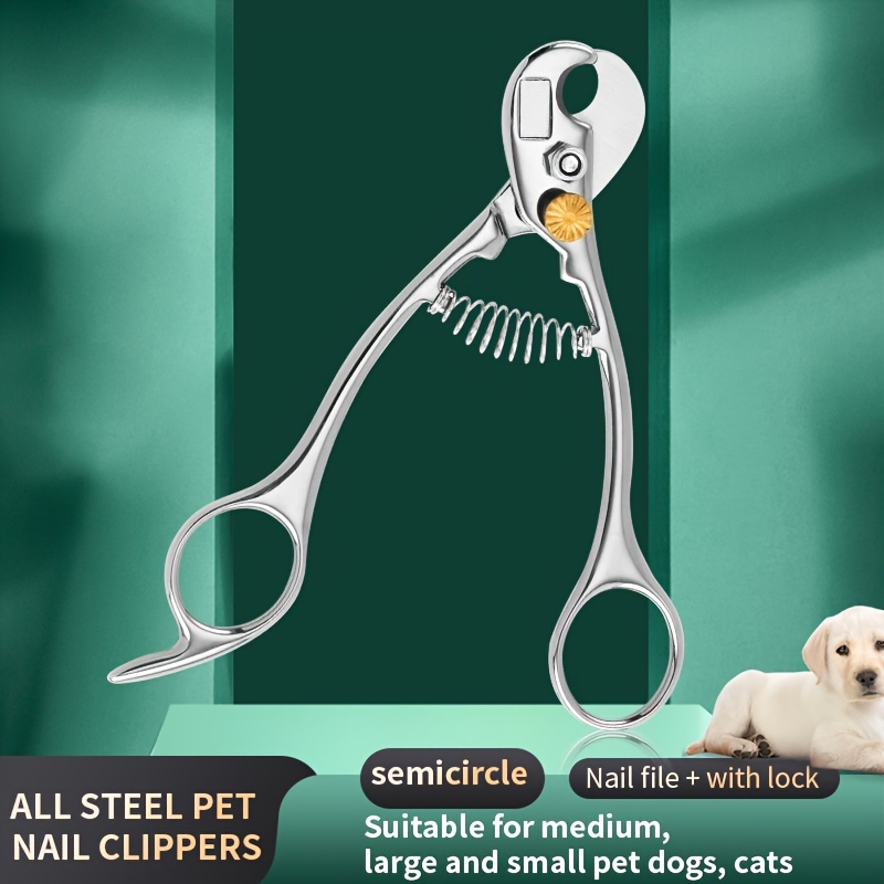 

Stainless Steel Professional Pet Nail Clippers With File, Safety Lock, And Non-slip Handle For Cats And Dogs - Uncharged, All Animal Sizes,