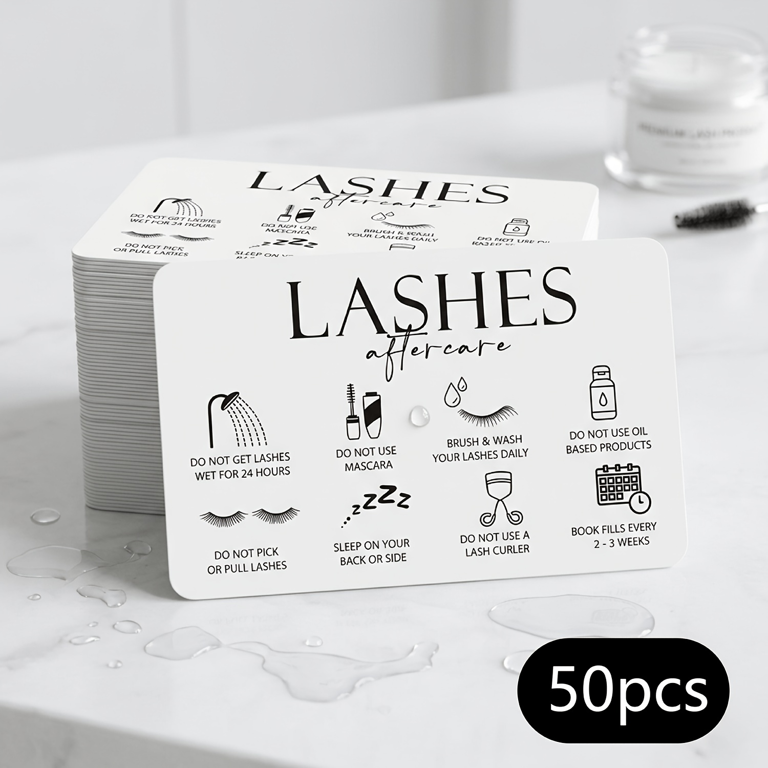 TEMU 50pcs White Pvc Plastic Eyelash , Eyelash Lifting And Care Cards, Rounded Corners, 0.38mm Thick, Flexible, 85.5 X 54mm, 3.36 X 2.13 Inches