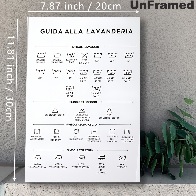 TEMU 2d Flat, 1pc Joy Laundry Symbols Chart Poster - Modern Minimalist Frameless Suitable For Laundry Room Decor, Laundry Day Chart Lettering, / Wall