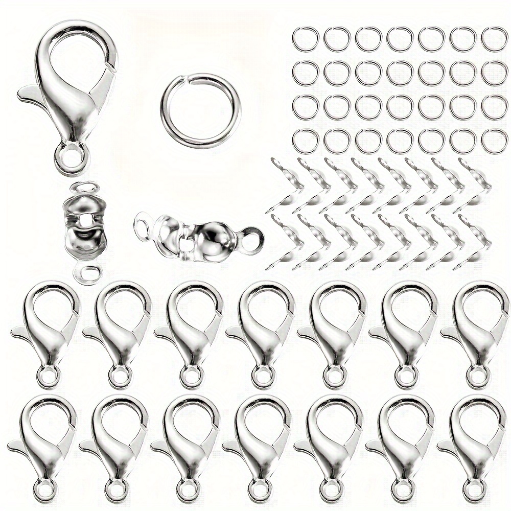 80pcs/lot Alloy Lobster Clasp Jump Rings Connector Clasp Crimp End For Bracelet Necklace Chains Jewelry Making Supplies