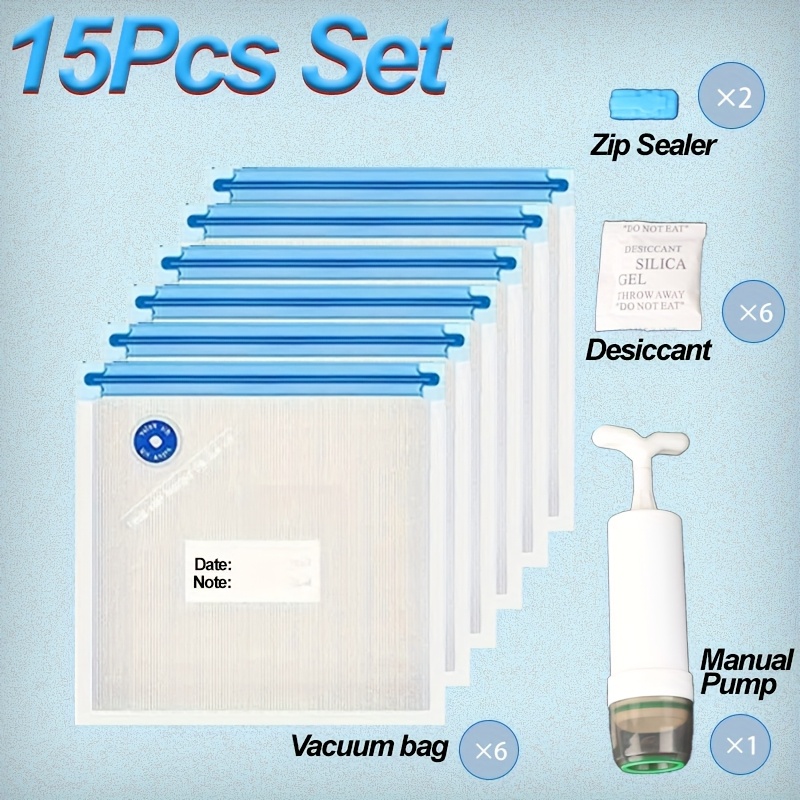 TEMU 3d Printer Filament Storage Bags With Desiccants, Sealing Clips & Manual Pump - 13.39x11.81 Inch Vacuum-sealed Bags For 3d Printer Filament,