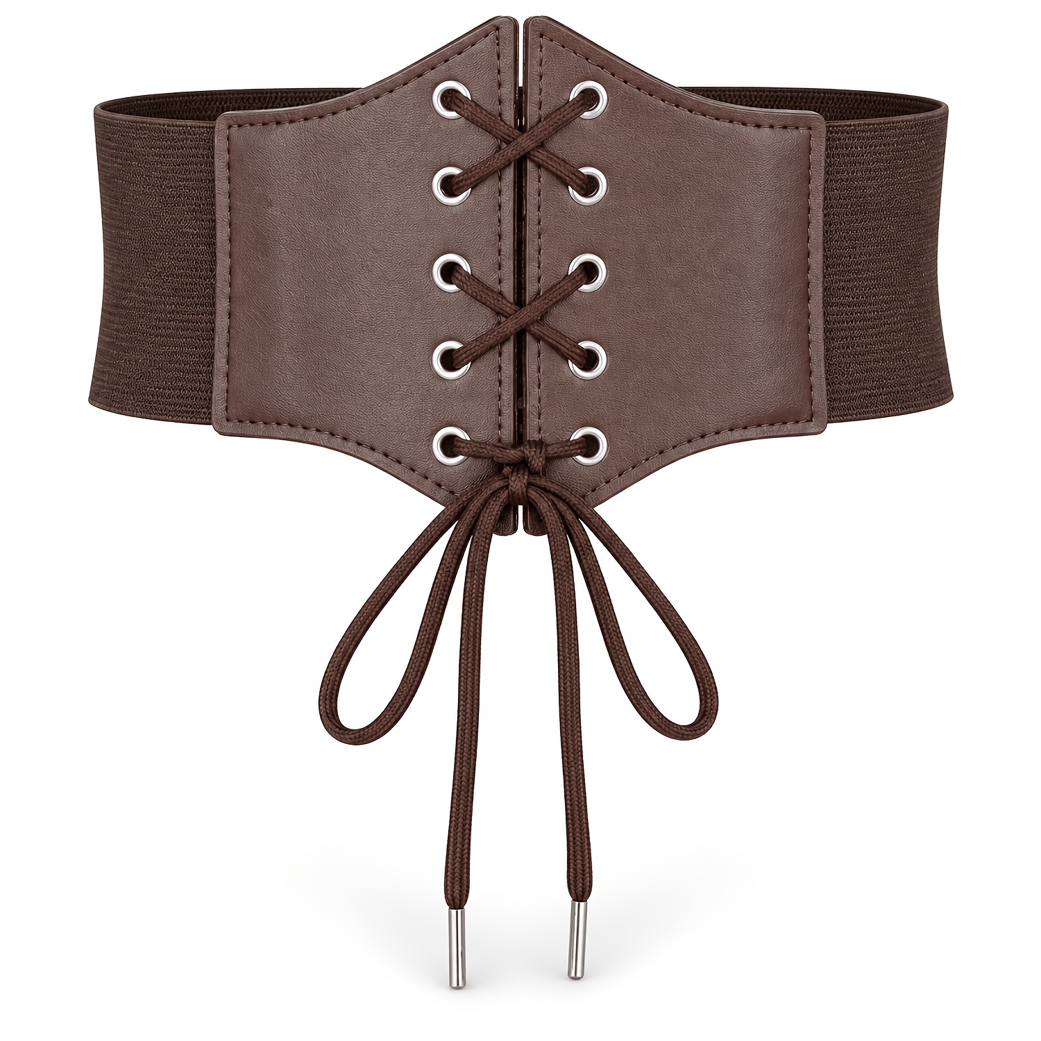 TEMU Viking Medieval Pu Wide Waist Cincher Belt - Lace-up Elastic Tummy Control Belt Suitable For Renaissance Costumes, Gothic Role-play, Wedding &