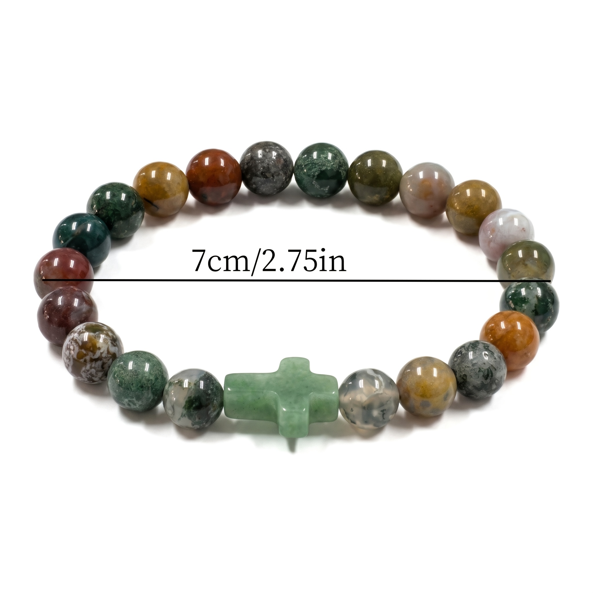 Minimalist Round Bead Bangle with Cross Pendant