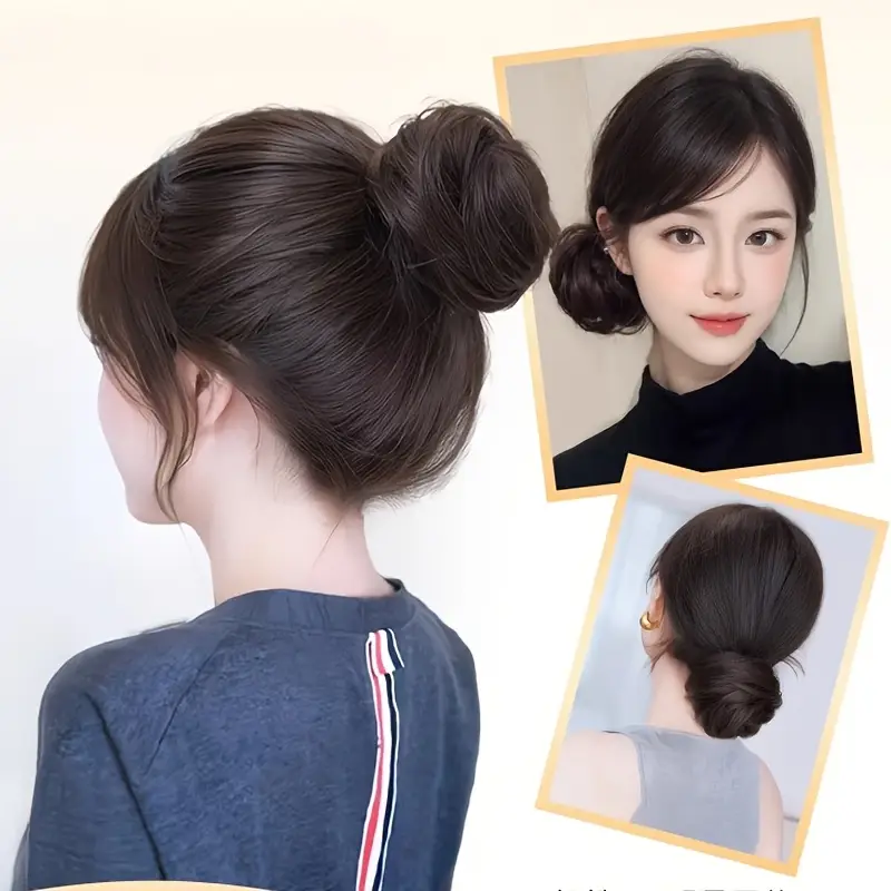 volumizing birds nest bun hairpiece elegant high temperature synthetic fiber wig for women messy scrunchie style in   burgundy   quick chic updos details 4