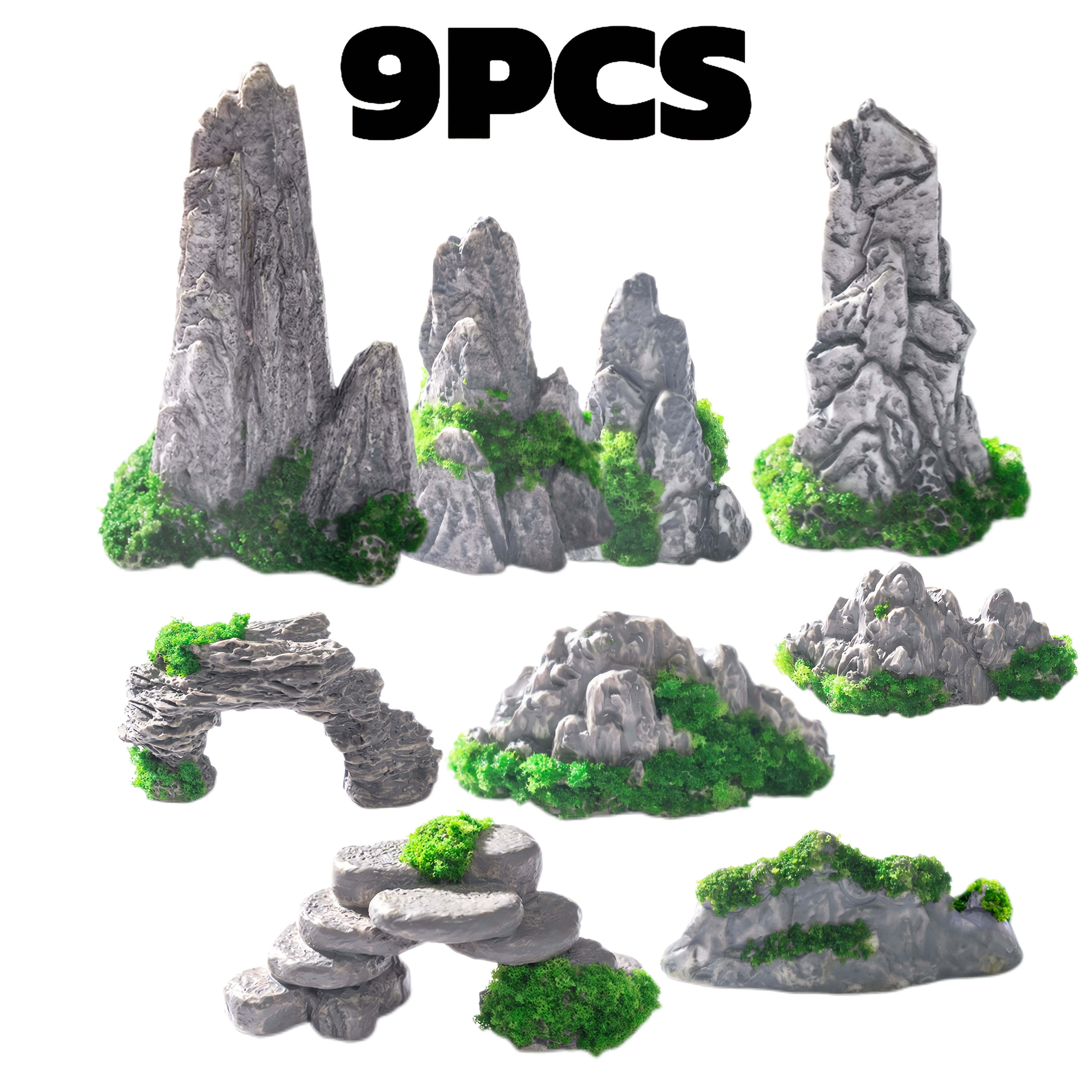 9pcs * Decoration Set, Micro Zen * Decor, Resin Bonsai Accessories, Bonsai  Figurines, Decorative Flower Pots, Aquarium Ornament Theme Decor