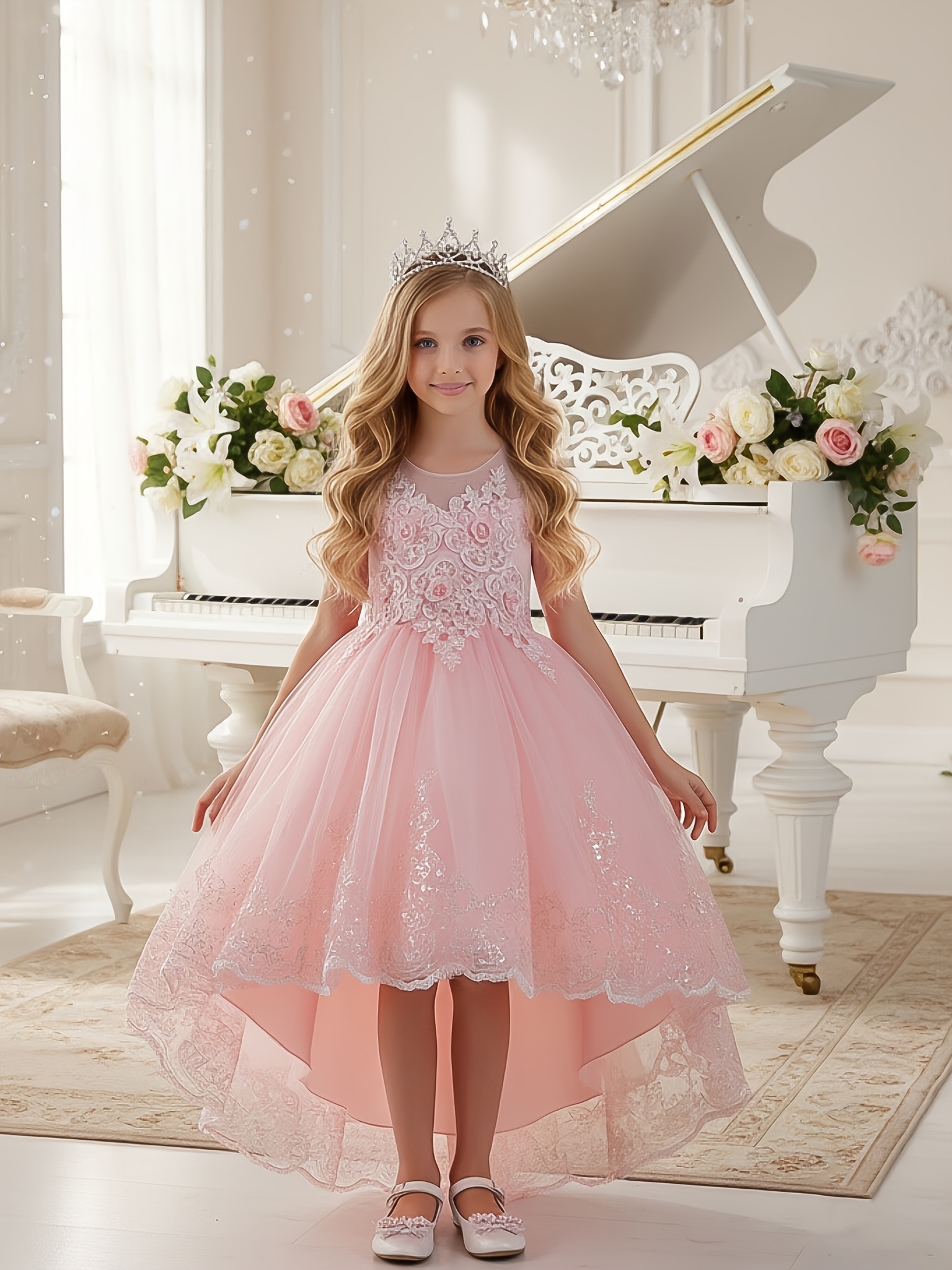 princess dresses for girls in autumn and winter, featuring sleeveless  designs with embroidery and lace, flower girls and in small and medium  sizes - kids' fashion - Temu
